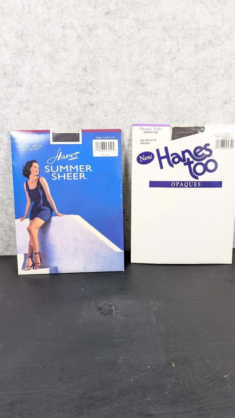 Lot of 2 Vintage Hanes Pantyhose - Summer Sheer & Hanes Too Opaques
